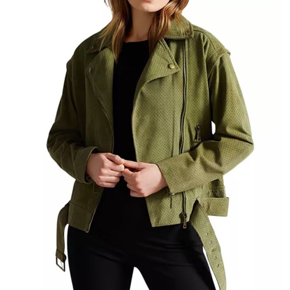 Ted Baker
Louiey Perforated Suede Biker Jacket NWT